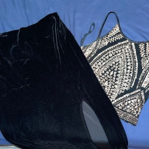 2 Piece Set! Long skirt with cropped top